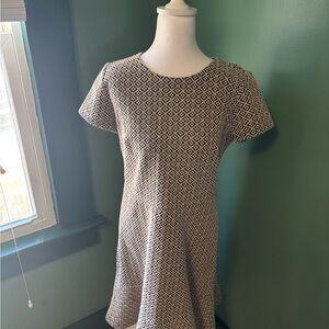 LOFT Black and White Geometric Mini Dress